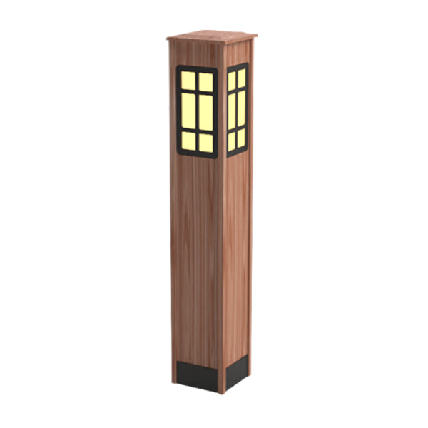 Pemco Lighting PMBWC8 Western Red Cedar Square Wood Bollard Light 3 Additional Image 3