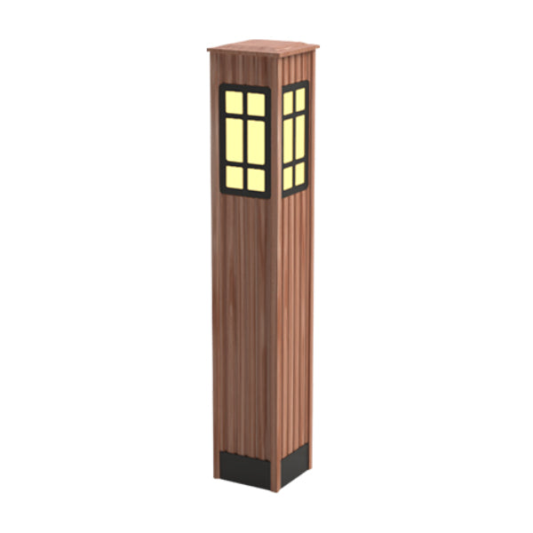 Pemco Lighting PMBWC8 Western Red Cedar Square Wood Bollard Light 