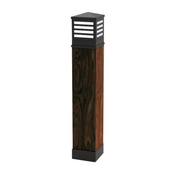Pemco Lighting PMBYPSH Yellow Pine Square Wood Bollard With Fabricated Aluminum Radiant&trade; LED Head 1 Additional Image 1