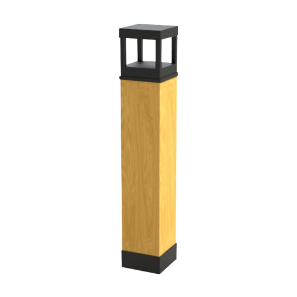 Pemco Lighting PMBYPSH Yellow Pine Square Wood Bollard With Fabricated Aluminum Radiant&trade; LED Head 2 Additional Image 2