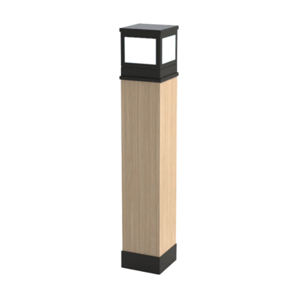 Pemco Lighting PMBYPSH Yellow Pine Square Wood Bollard With Fabricated Aluminum Radiant&trade; LED Head 