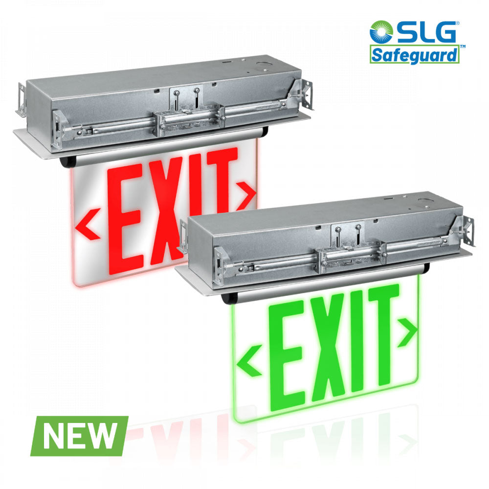 SLG Lighting LED Exit Sign - Edge Lit Recessed Mount 