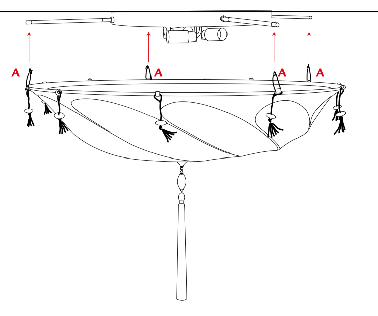 Kit To Convert Fortuny Scudo Saraceno Silk Suspended To Flush Mount