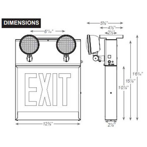 Advantage Environmental Lighting CAXEM10 Chicago Approved LED Exit/Stair Sign & Emergency Steel Combo