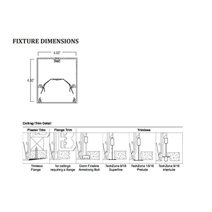 Advantage Environmental Lighting DL4RS High Performance 4" X 4" Aperature Fluorescent Steel Linear Recessed Luminaire