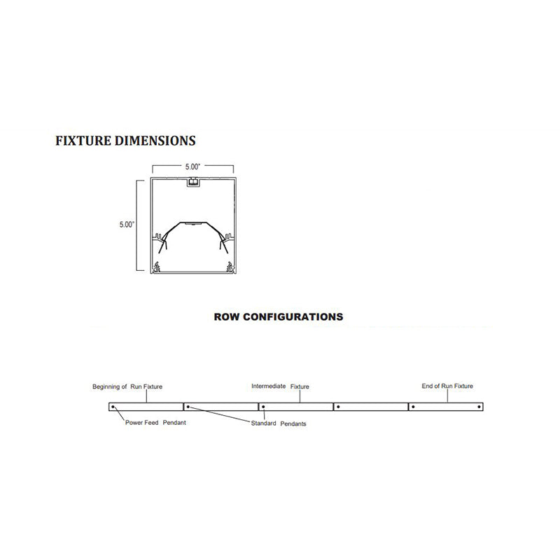 Advantage Environmental Lighting DL5DS High Performance 5" X 5" Aperture Fluorescent Linear Suspended Luminaire