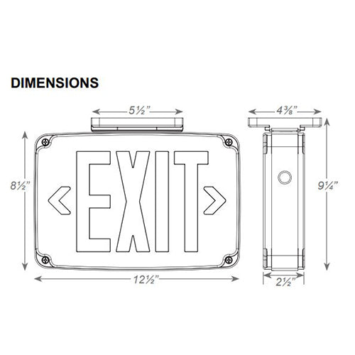 Advantage Environmental Lighting X15WLU Compact Wet Location LED Exit Sign