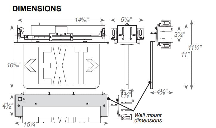 Advantage Environmental Lighting X9BAA - BAA Compliant Recessed Aluminum LED Edgelit Exit Sign