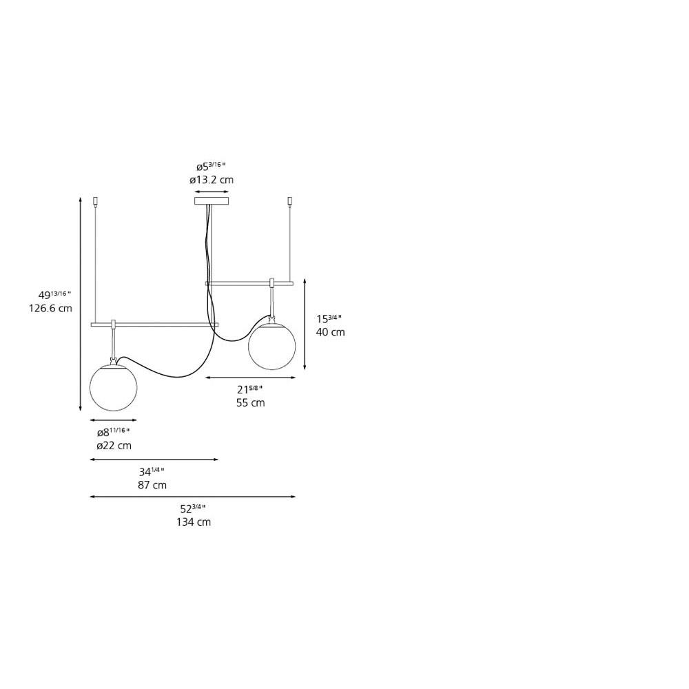 Artemide 1282018A Nh S3 2 Arms LED Max 2X15W E26 Gold Additional Image 1