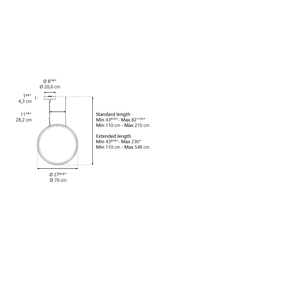 Artemide 1992068A LED 35W Dimmable Bronze Discovery Vertical 70 Suspension Light