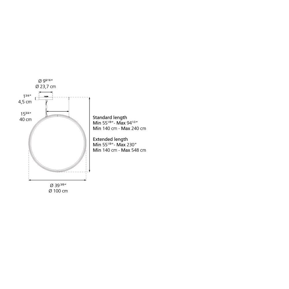 Artemide 1993038A Discovery Vert 100 Suspension LED 62W 30K 90CRI Dimmable 2-Wire/0-10V Black Additional Image 1