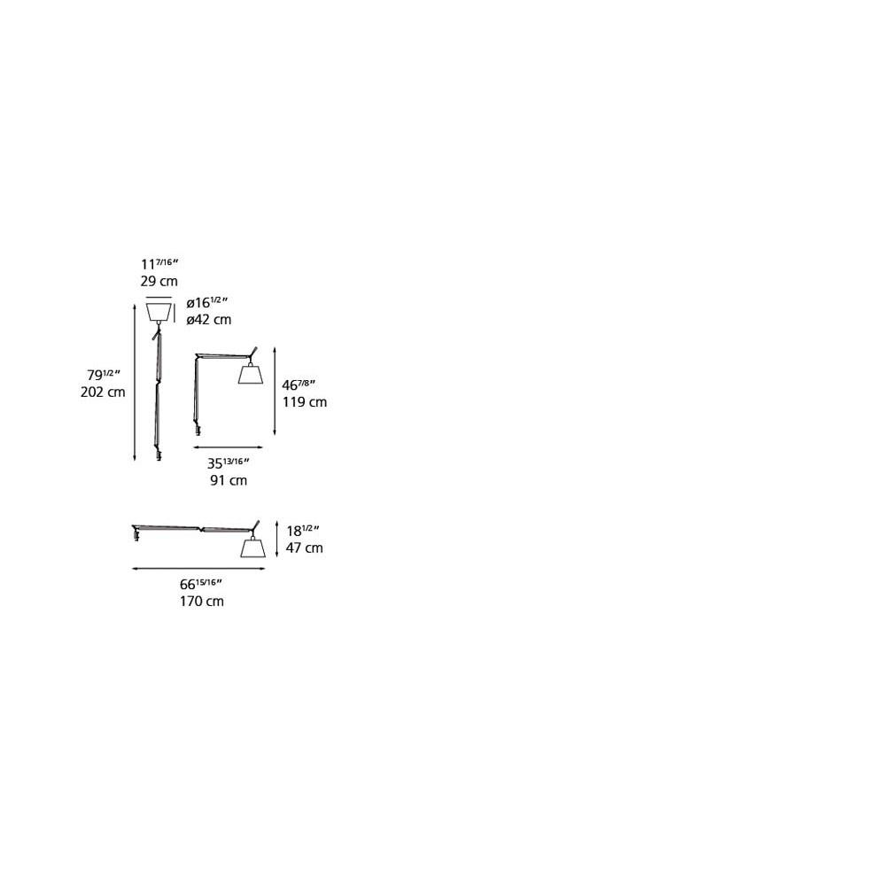 Artemide 7780 Tolomeo Mega Body INC 100W E26 Dimmable On Cord (No Shade) Additional Image 1