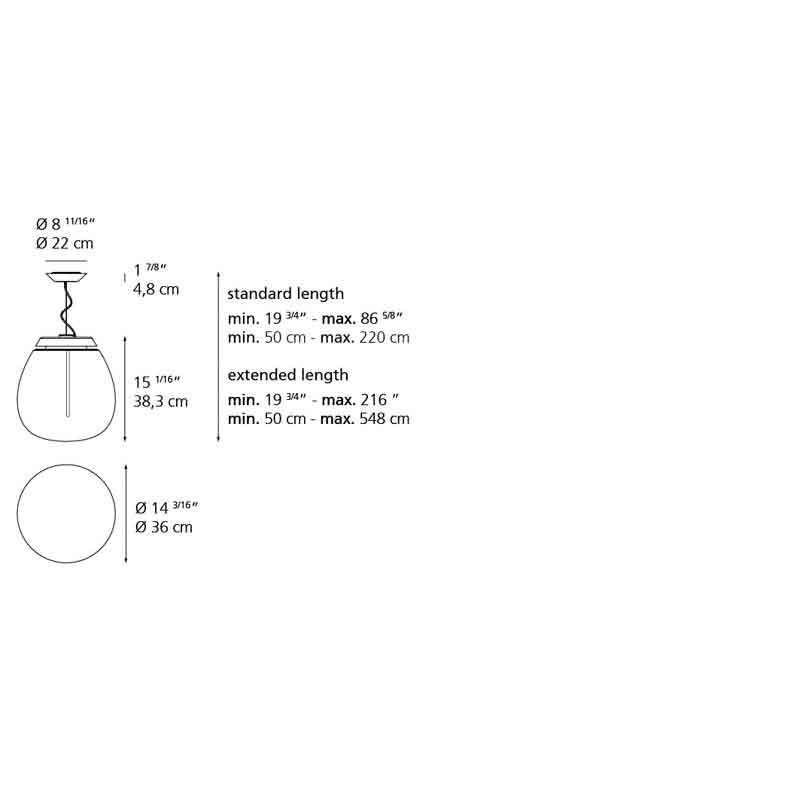 Artemide 18118A Empatia LED 2-Wire dimmable White Suspension Light - Seginus Lighting