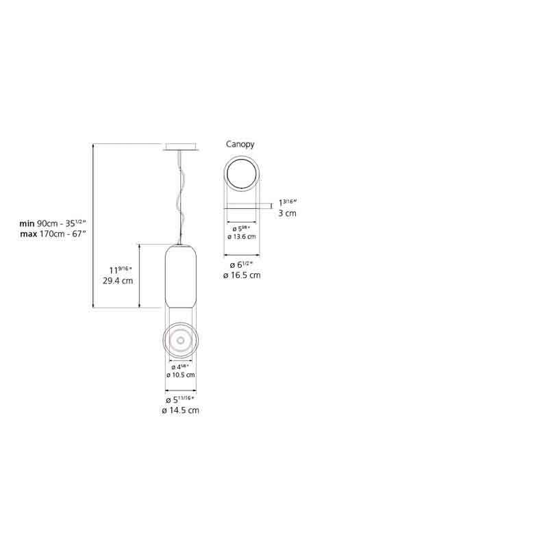 Artemide 14060 Gople Max 7W E26 Mini Suspension Light - Seginus Lighting
