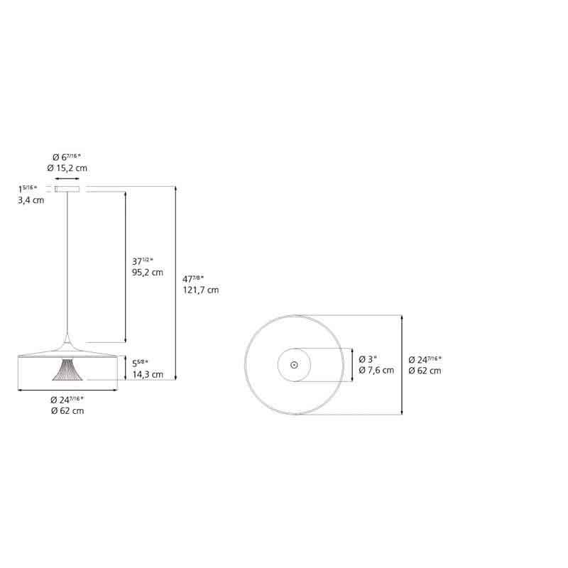 Artemide 1846038A Ipno 27.4W 2-Wire Dimmable Suspension LED Light - Seginus Lighting