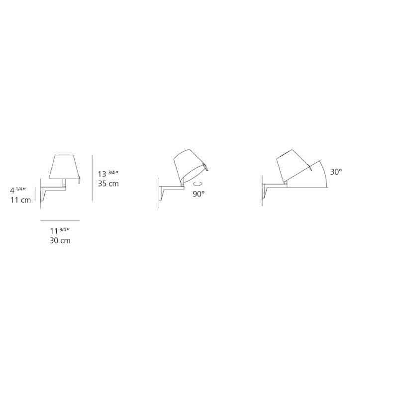 Artemide 07220 Melampo Max 60W E12 with Switch Mini Wall Light - Seginus Lighting
