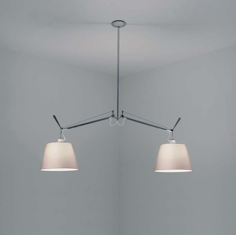 Artemide TOL1000 Tolomeo 10W Double Shade Suspension with 10 Inch Diffuser Parchment - Seginus Lighting