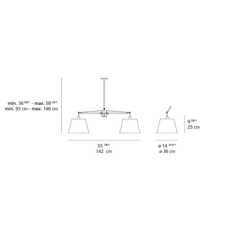 Artemide TOL10 Tolomeo 150W Double Shade Suspension Light - Seginus Lighting