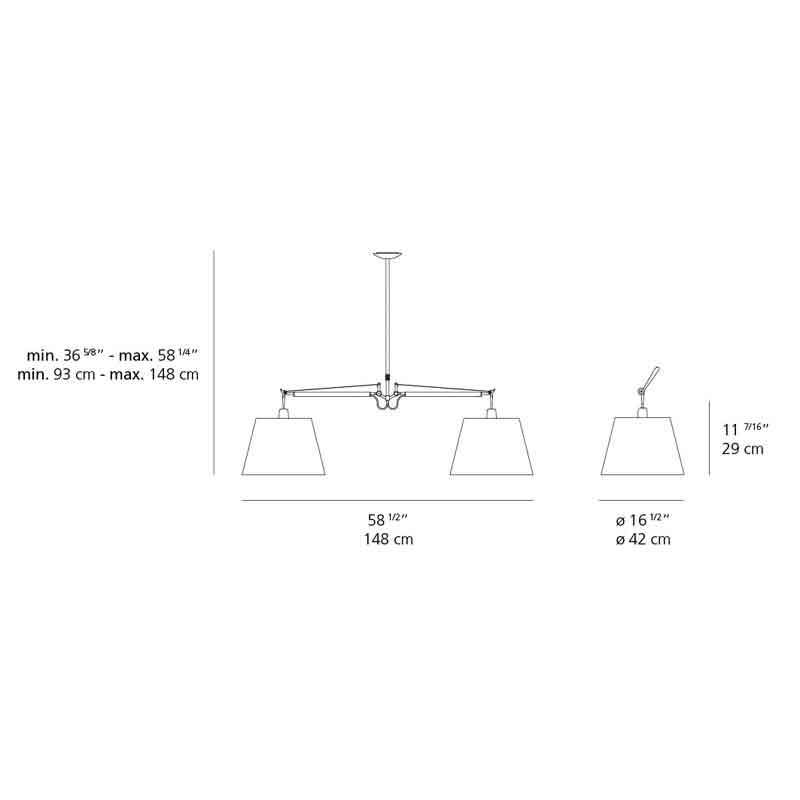 Artemide TOL10 Tolomeo 150W Double Shade Suspension Light - Seginus Lighting