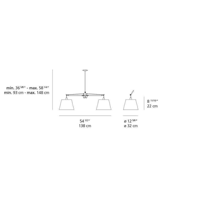 Artemide TOL10 Tolomeo 150W Double Shade Suspension Light - Seginus Lighting