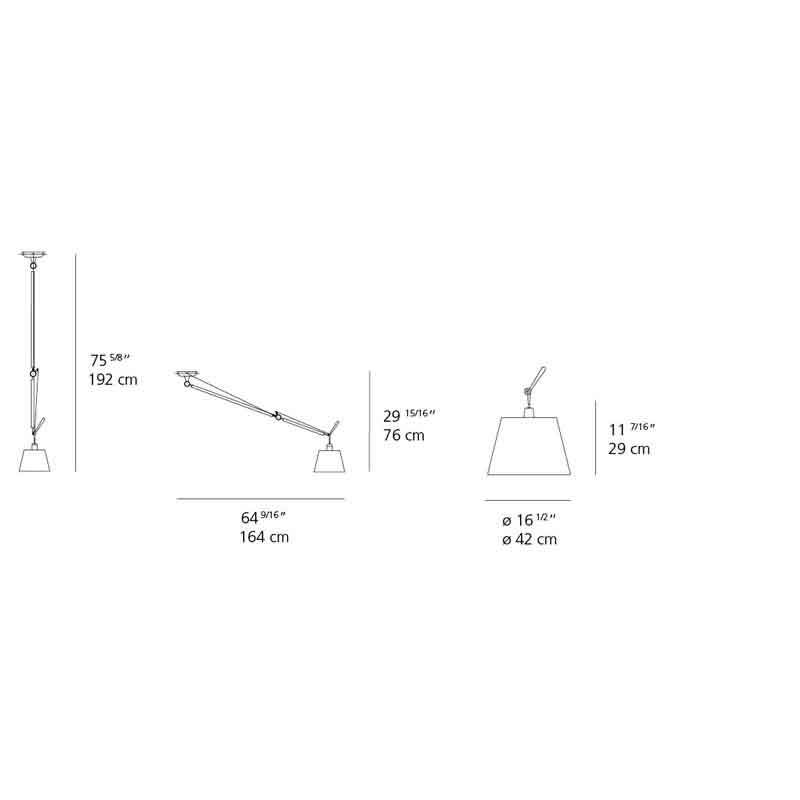 Artemide TOL10100WPOC Tolomeo Max 100W Parchment Off-Center Suspension Light - Seginus Lighting