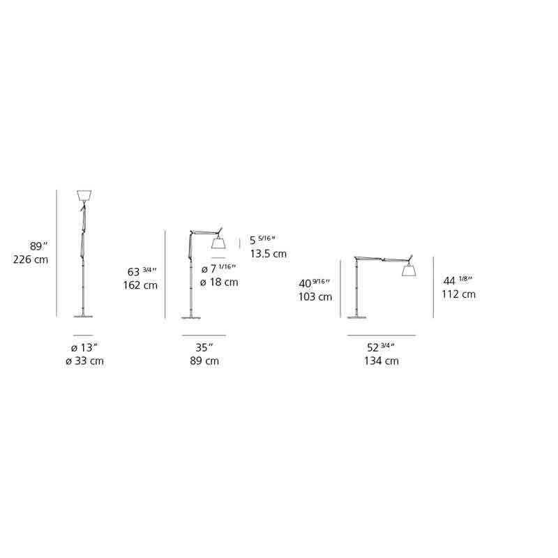 Artemide TLS011 Tolomeo Max 75W E26 Aluminum Base Floor Light with Shade - Seginus Lighting