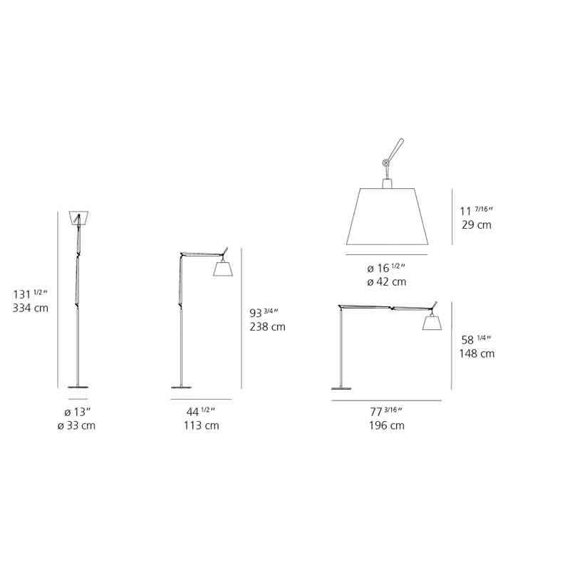 Artemide TLM010 Tolomeo Mega Max 150W E26 Aluminum Floor Light - Seginus Lighting