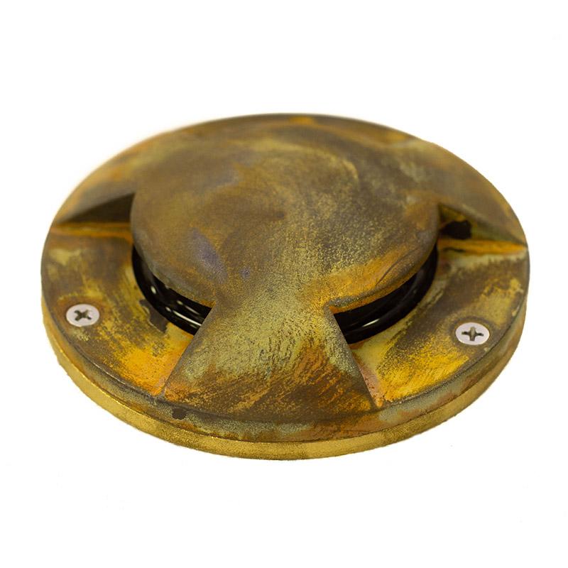 CopperMoon Lighting CM.391 Brass Well Light 3 Port Holes, Low Profile Top