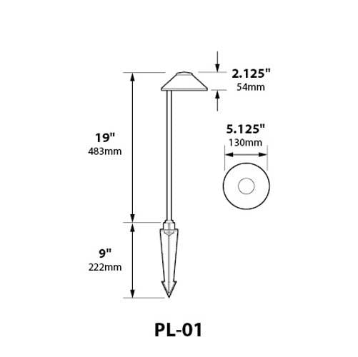 Focus Industries PL-01-LEDP Series 4W Round LED 3000K 5.5 Inch China Hat Path Lights