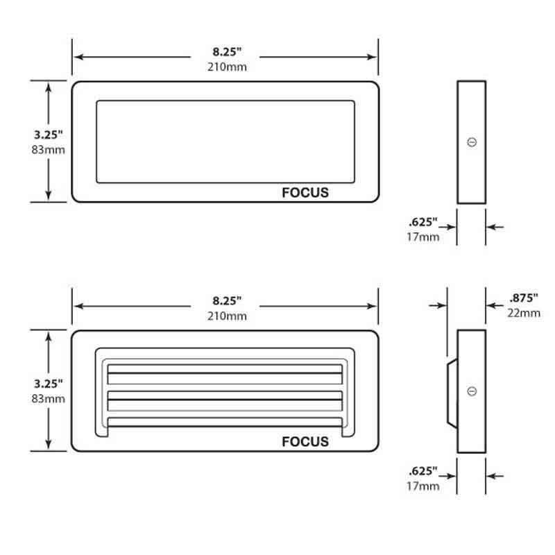 Focus Industries SL-08-LEDP Series 3 Louver Flat Panel LED Brick Light 12V