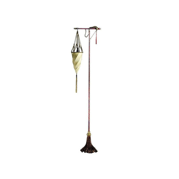 Fortuny 174-ST-1 Floor Lamp Decorated Silk Shade - 68 1/2"