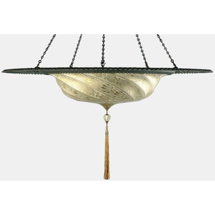 Fortuny G096SAC-1 Medium Glass Scudo Saraceno with Metal Ring Suspended - 37-3/4" Additional Image 1