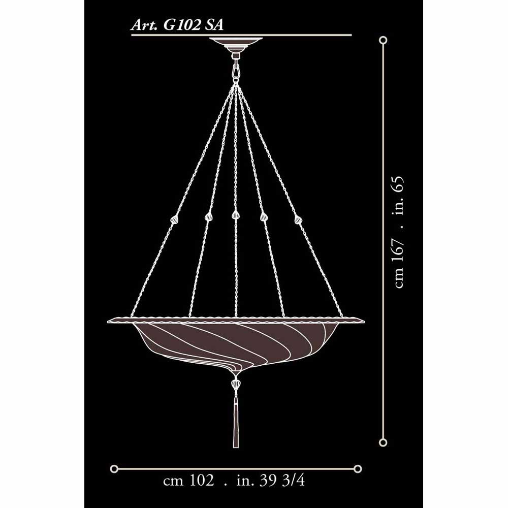 Fortuny G102SA-1 Large Glass Scudo Saraceno Lamp Suspended - 33-5/8" Additional Image 4