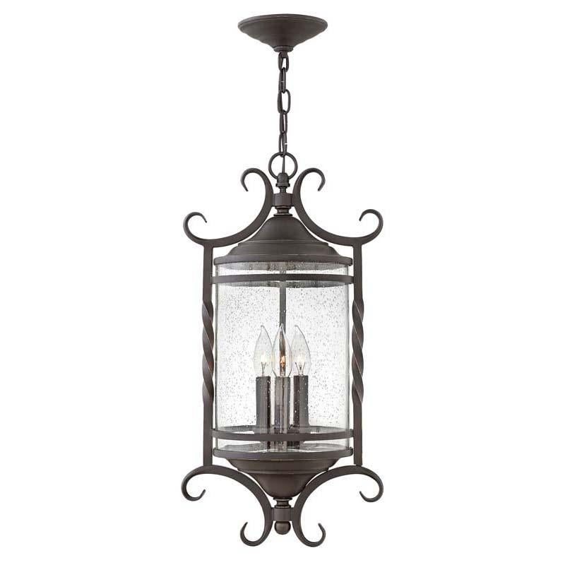 Hinkley 1147OL-CL Outdoor Casa Olde Black with Clear Seedy Glass Pendant Lights
