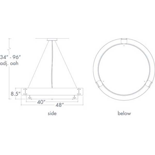 Invicta 16357-48-CH Indoor/Outdoor Dark Iron Cable Hung Pendant By Ultralights Lighting Additional Image 1