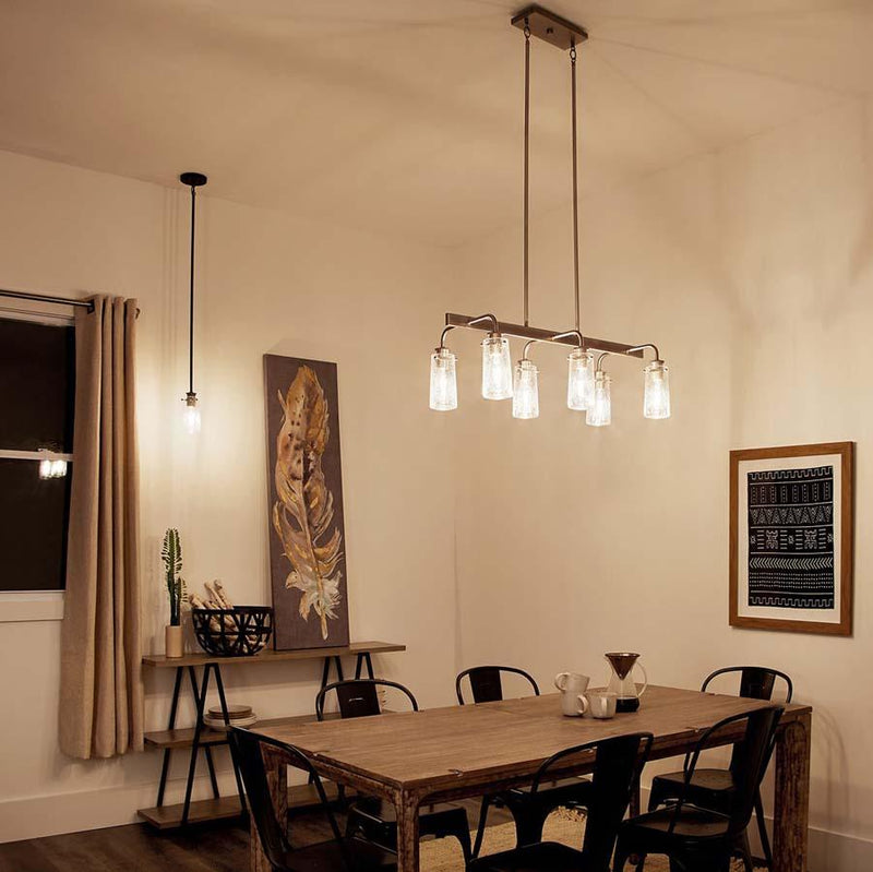 Kichler 43059 Braelyn 11.25" 6 Light Linear Chandelier with Clear Seeded Glass Additional Image 7