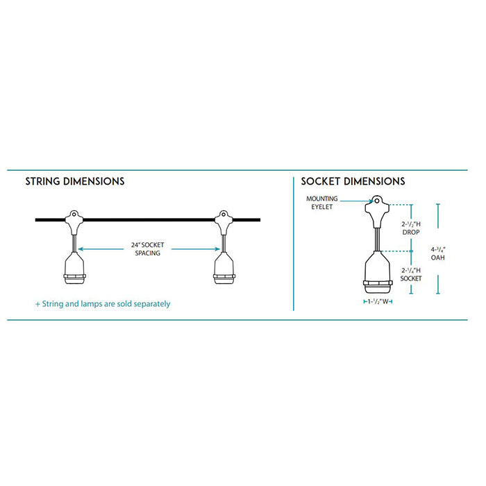 Lightcraft Outdoor Medium Base Suspended Bistro String 12V, 120V