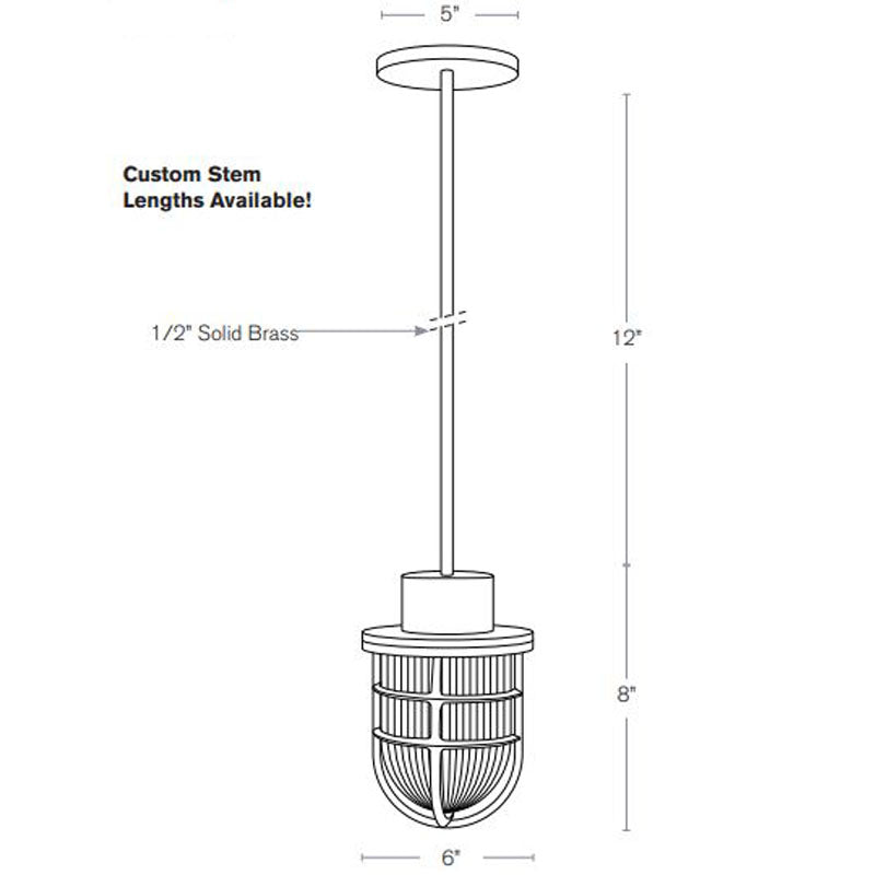 SPJ Lighting SPJ-NS-PM6-ST Nautical Pendant Mount 10W LED 120V