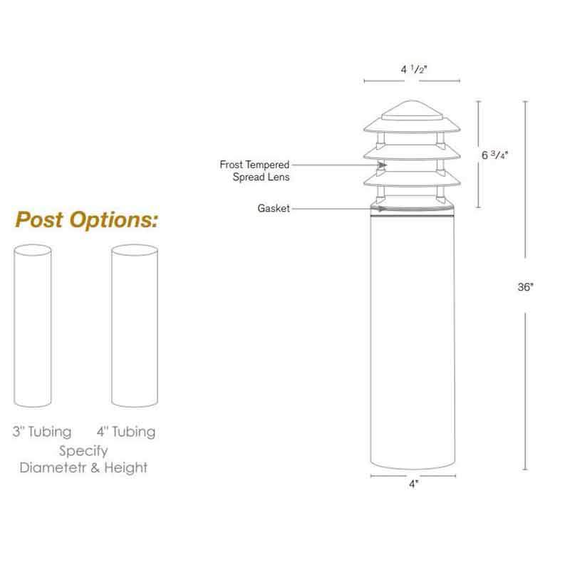 SPJ Lighting SPJ12-01B-CB4-4 6W LED  4 Inch Diameter Post Bollard