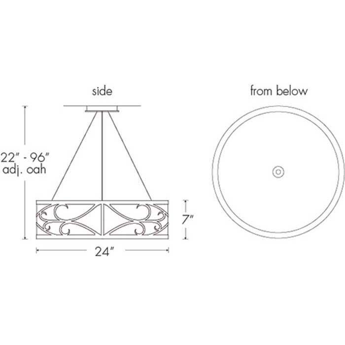 Tambour 13224-24-SM Indoor/Outdoor Stem Mount Pendant By Ultralights Lighting Additional Image 1