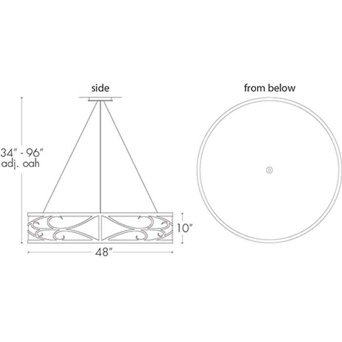 Tambour 13224-48-SFM Indoor/Outdoor Semi Flush Mount Pendant By Ultralights Lighting Additional Image 1
